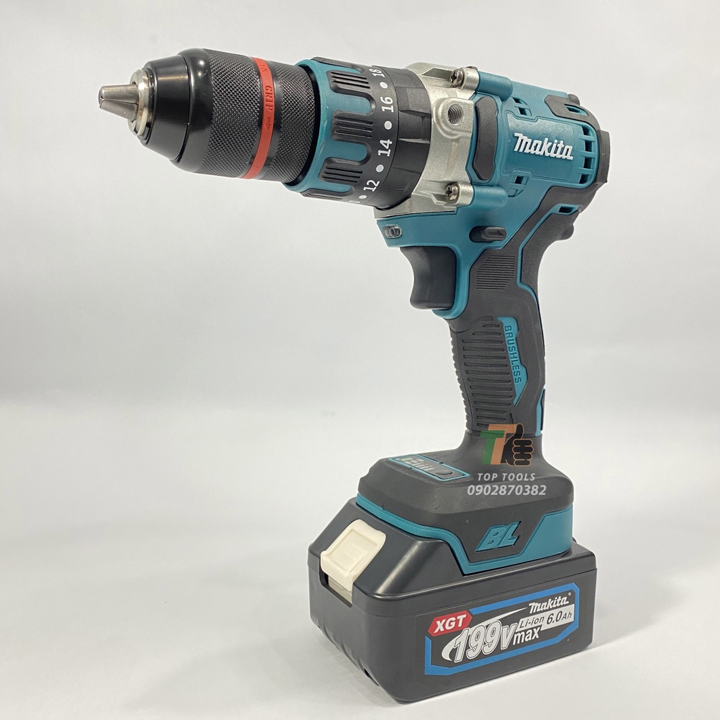 Máy khoan pin Makita không chổi than sử dụng chân Pin thông dụng, Đầu kẹp autolock
