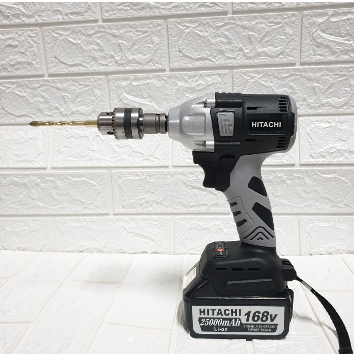 Máy siết bulong Hitachi 168v không chổi than, đầu bulong 2 trong 1 tặng khẩu 22mm