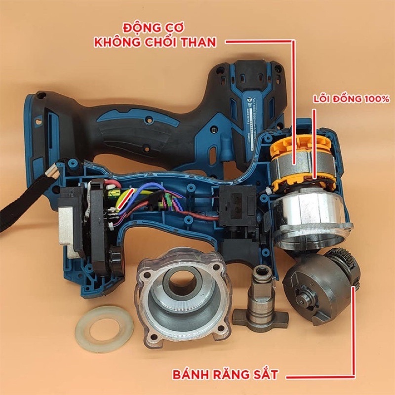 Thân máy siết bulong Makita 3 tốc độ không chổi than, đầu 2 trong 1