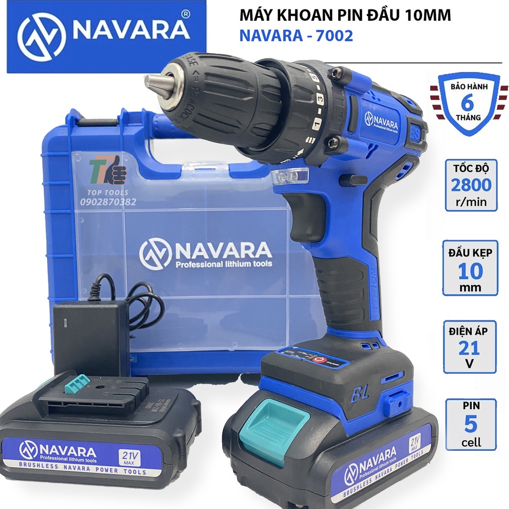 Máy khoan pin NAVARA 7002 21v không chổi than hàng chính hãng