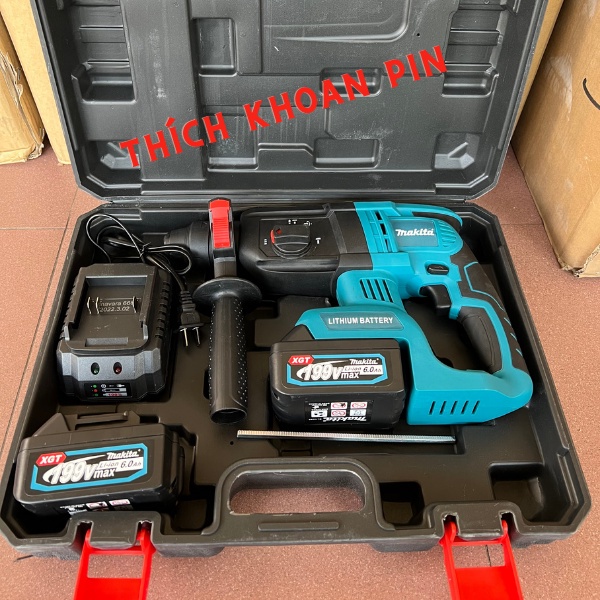 Máy khoan bê tông pin Makita 199v động cơ không chổi than, khoan bê tông 3 chức năng hàng cao cấp, bảo hành 12 tháng