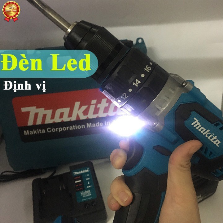 Máy khoan pin Makita 199v cầm tay, pin 10 cell, động cơ không chổi than, 100% dây đồng