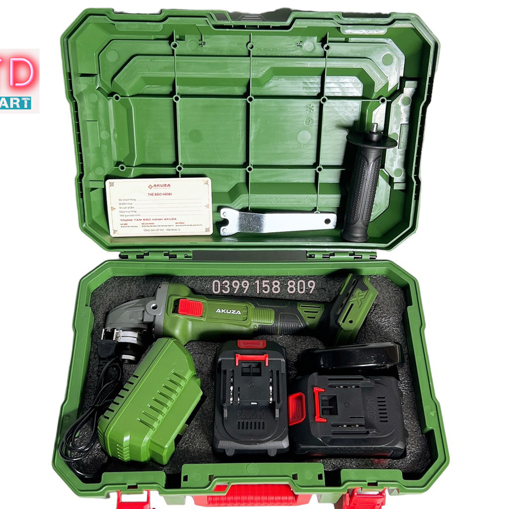 Máy mài pin AKUZA 01BL cao cấp không chổi than có chỉnh lực điện tử, pin 15 cell