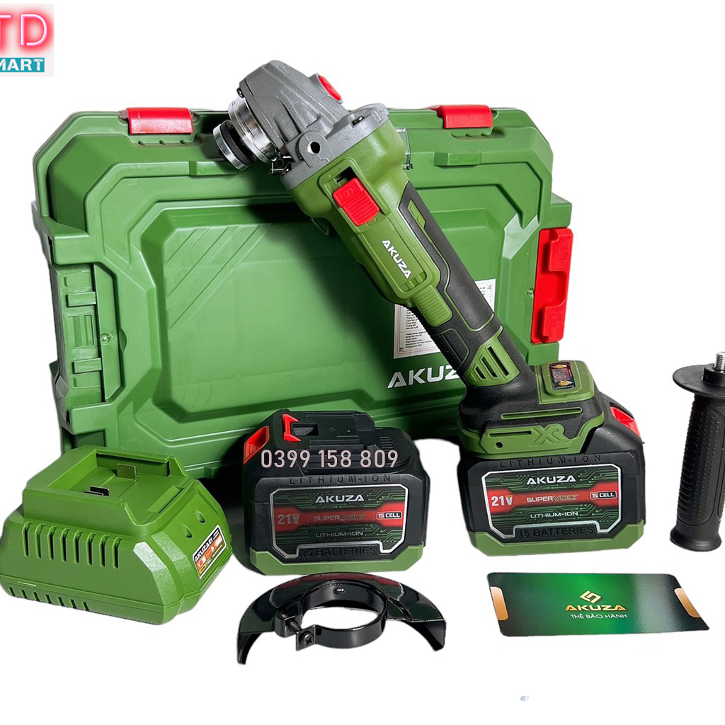 Máy mài pin AKUZA 01BL cao cấp không chổi than có chỉnh lực điện tử, pin 15 cell