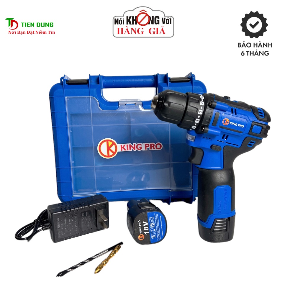 Máy khoan pin 18V KINGPRO Không Chổi Than - đầu autolook có khóa trục