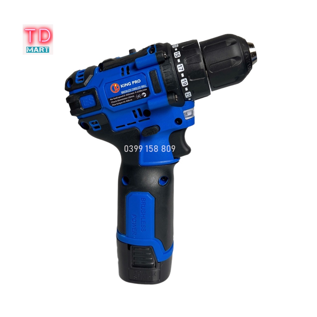 Máy khoan pin 18V KINGPRO Không Chổi Than - đầu autolook có khóa trục