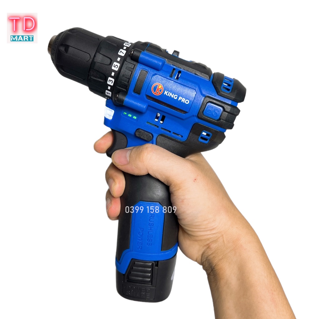 Máy khoan pin 18V KINGPRO Không Chổi Than - đầu autolook có khóa trục