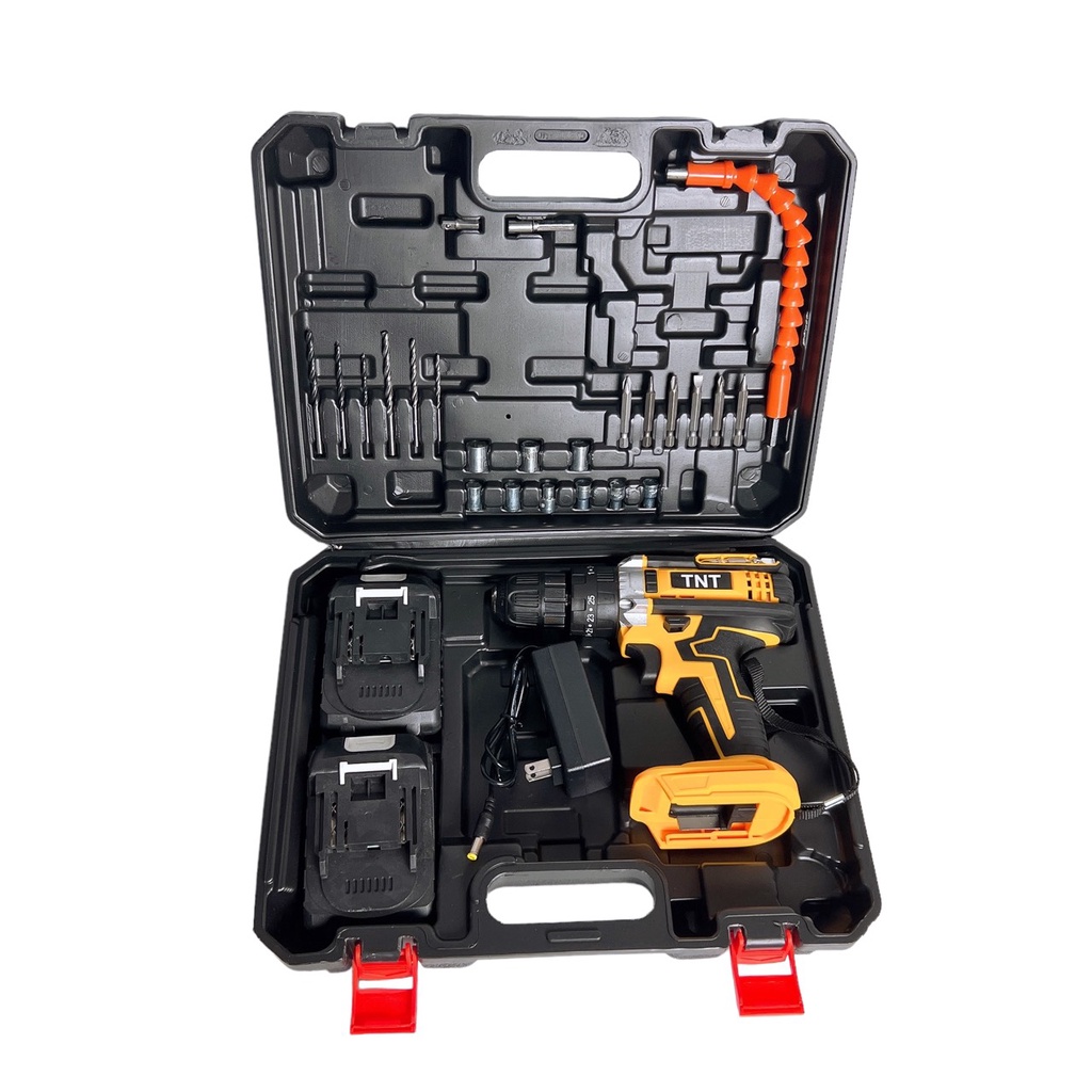 Máy Khoan Bắt Vít Pin TNT 3 Chức Năng Chân Pin Phổ Thông Tặng Kèm 24 Chi Tiết