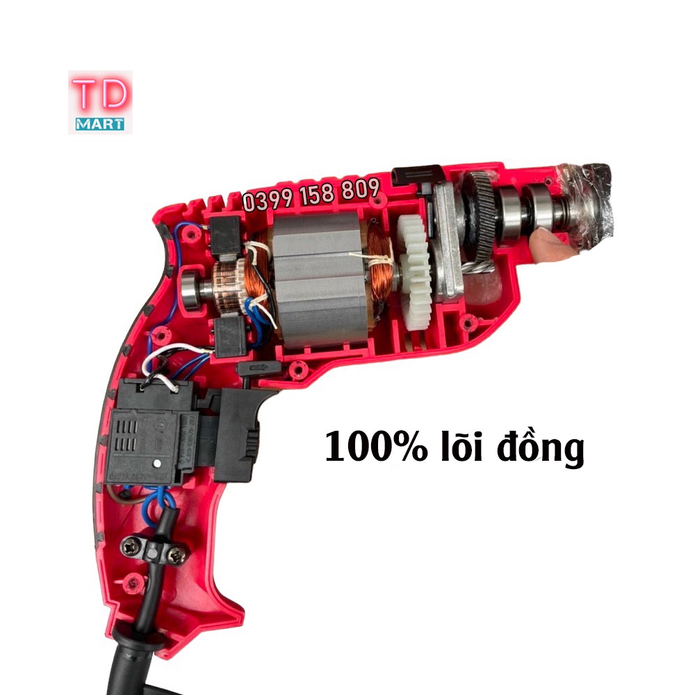 Máy khoan, bắt vít điện đầu 13mm DRAMA 650W có chức năng búa khoan tường