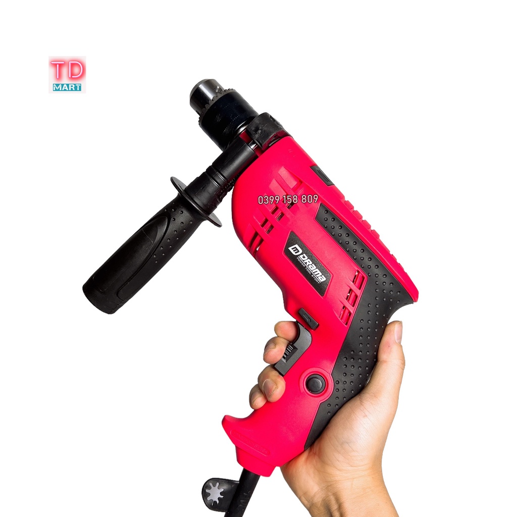 Máy khoan, bắt vít điện đầu 13mm DRAMA 650W có chức năng búa khoan tường