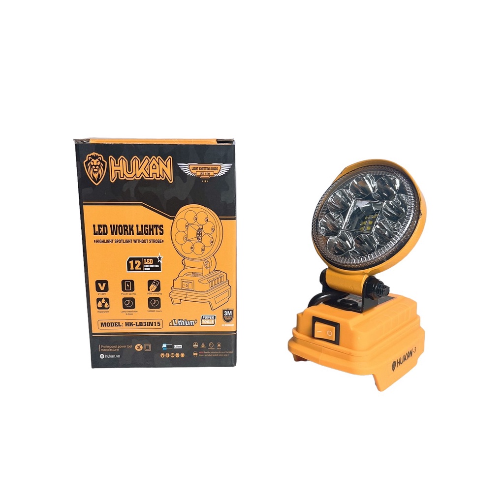 Thân bóng đèn 8 bóng led dùng pin HUKAN dạng tròn sử dụng chân pin phổ thông