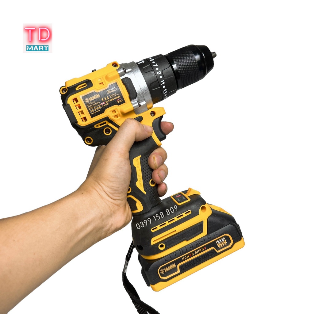 Máy khoan pin 21v HUKAN CDR0065 không chổi than 3 chức năng chân pin phổ thông