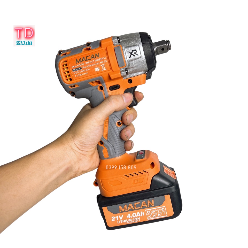 Máy Siết Bulong Pin 21V MACAN 6098B Lực Siết 380Nm Không Chổi Than