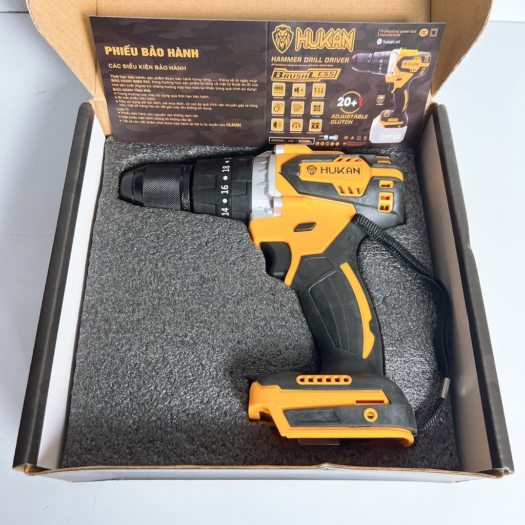 Thân Máy Khoan pin HUKAN HK-533BL không chổi than 3 chức năng