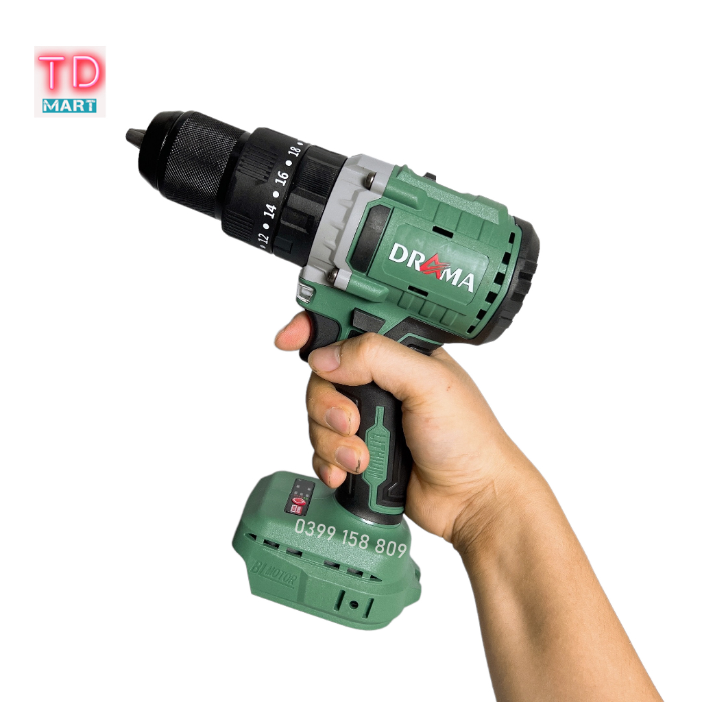 Thân Máy Khoan Pin 3 chức năng 21v DRAMA Không Chổi Than Chân Pin Phổ Thông