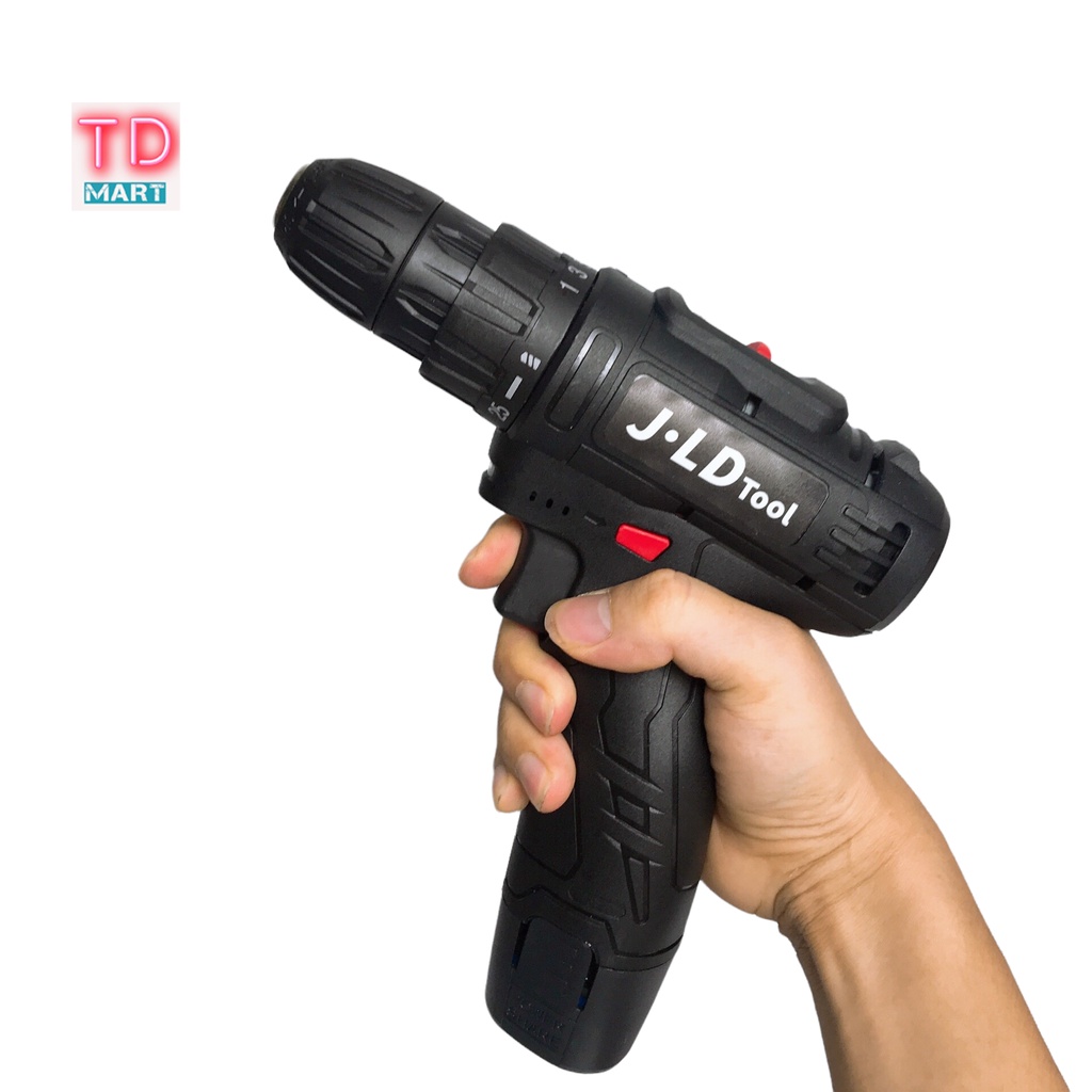 Máy khoan dùng pin 12V JLD tool, Bắn Vít, Vặn vít 2 cấp tốc độ Tặng Mũi Vít