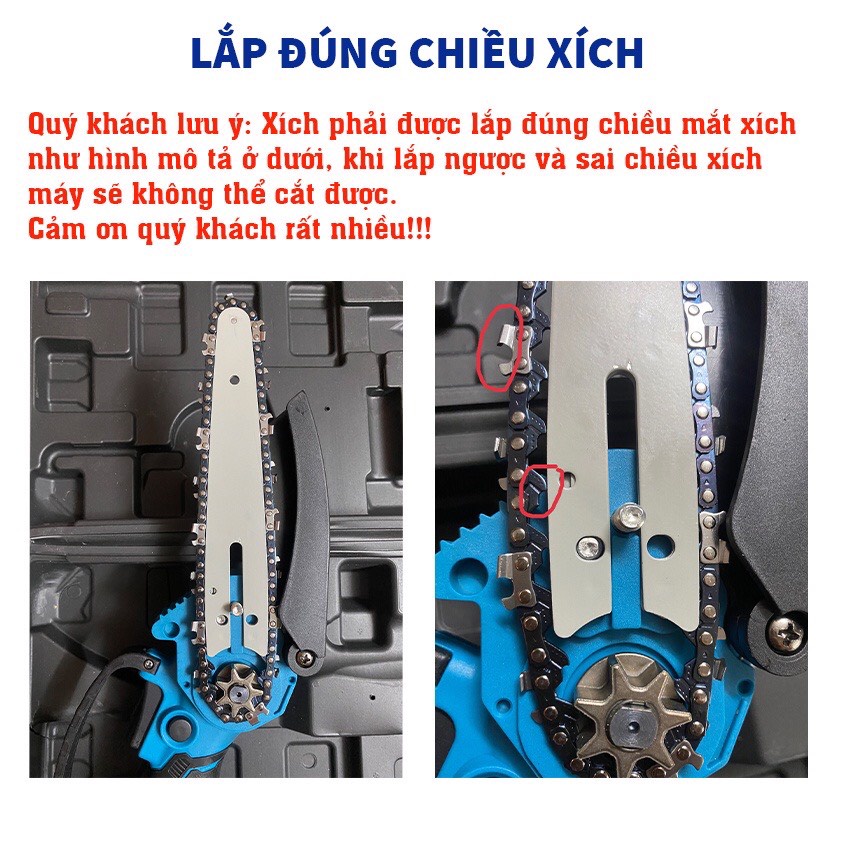 Thân máy cưa xích dùng pin ĐỘNG CƠ KHÔNG CHỔI THAN Chân Pin Phổ Thông