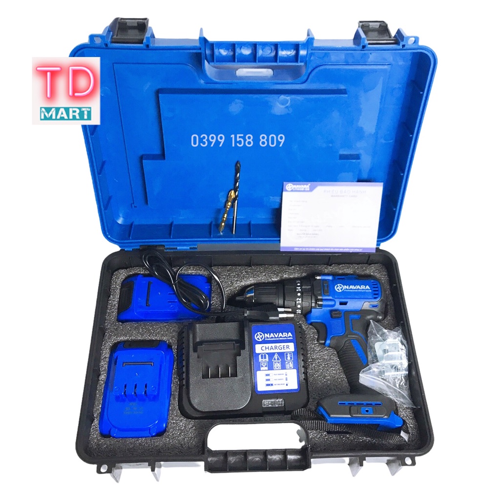 Máy khoan dùng pin 21v 3 Chức Năng Navara 7004 Động cơ Không Chổi Than Đầu 10 ly