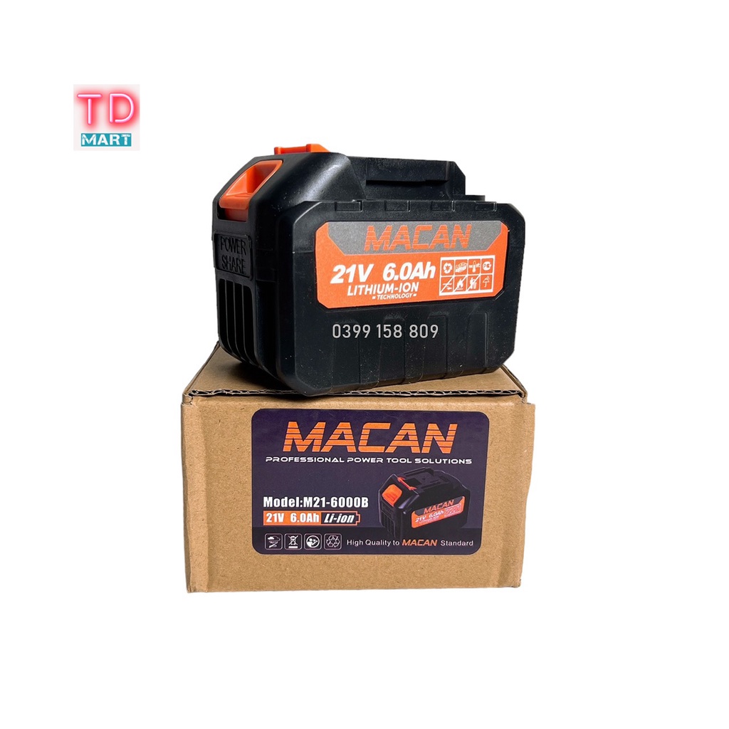 Pin MACAN 15 Cell 21V dung lượng cao chân pin phổ thông.