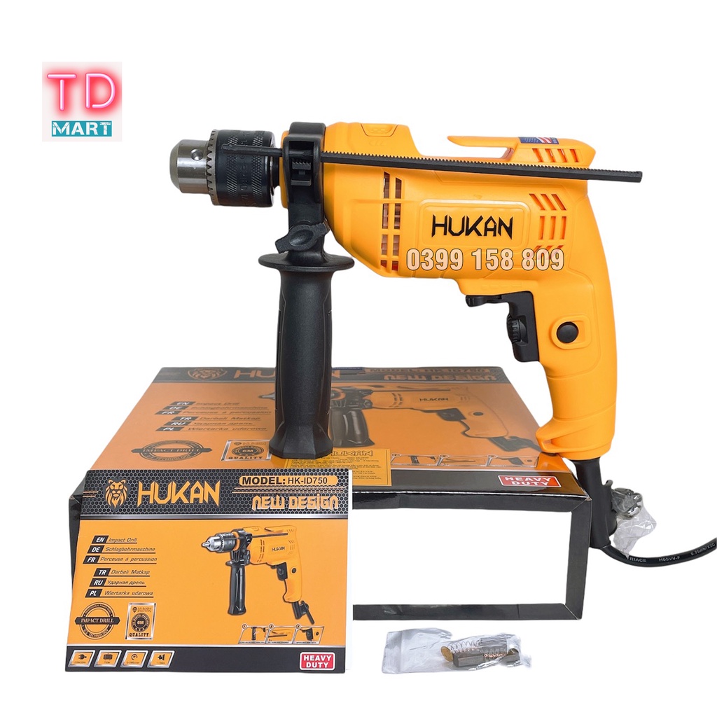 Máy khoan điện HUKAN 13mm HK-ID750 có chức năng búa khoan tường
