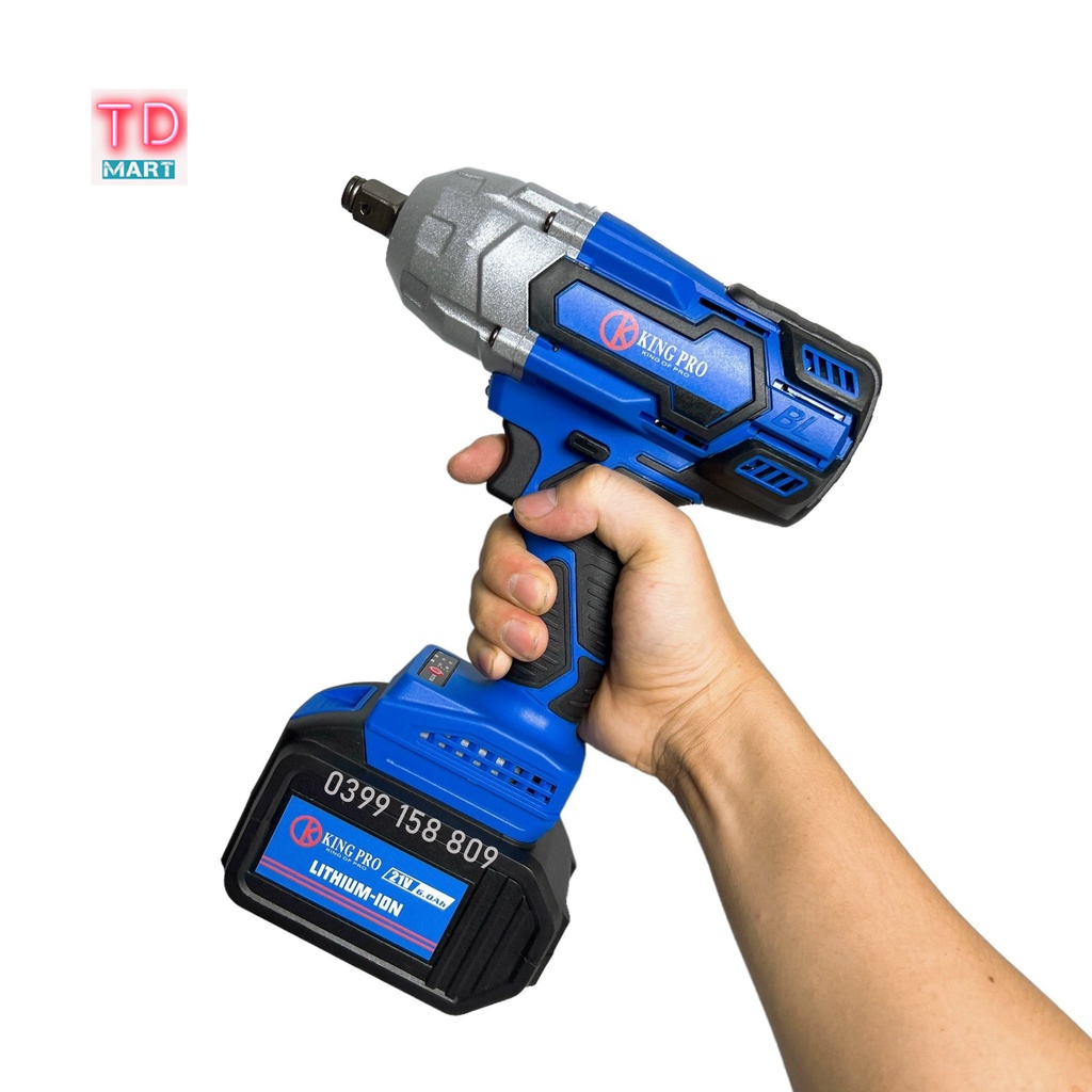 Máy Siết Bulong KingPro Không Chổi Than, Lực Siết 880Nm 2 Pin 15 Cell
