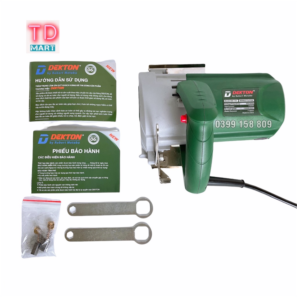 MÁY CẮT, CƯA GẠCH, ĐÁ, CỐP PHA CHÍNH HÃNG DEKTON DK-110 CÔNG SUẤT 1400W