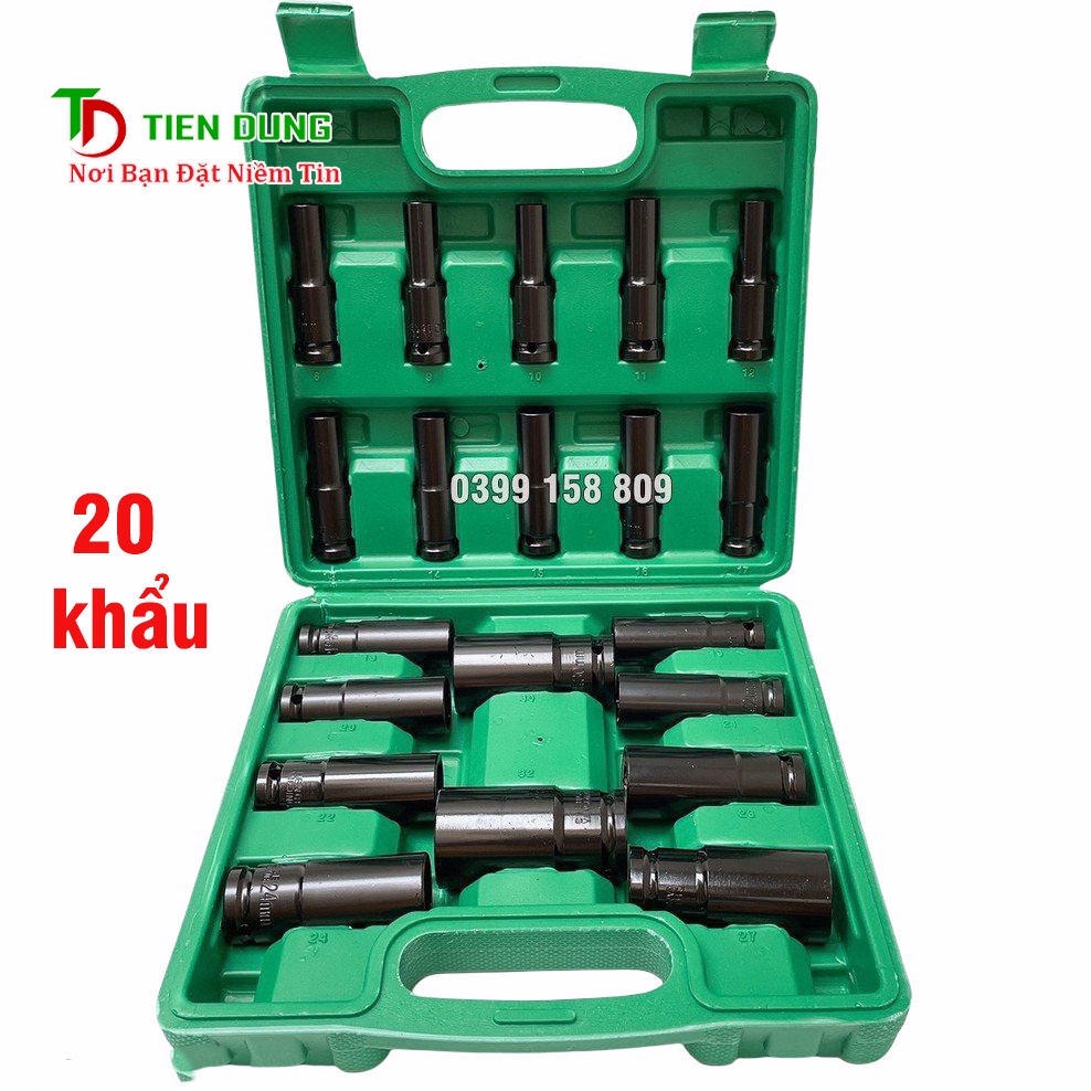 Bộ đầu khẩu 1/2 loại dài Cao Cấp 20 Chi Tiết