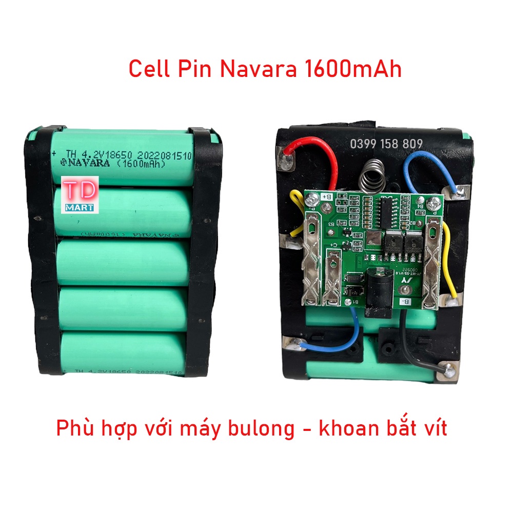 Pin 10 cell 21V TDTools cho các dòng máy khoan, máy siết bulong, máy mài  pin Trung Quôc
