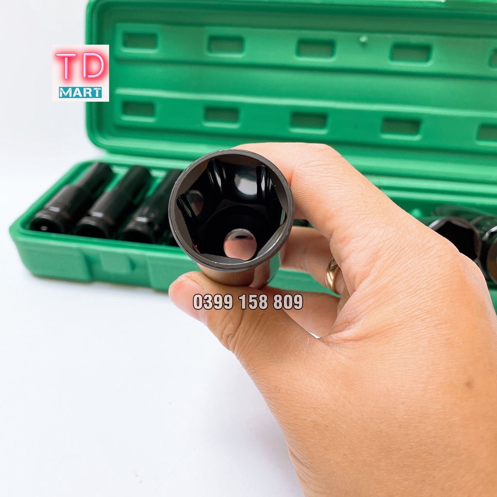 Bộ 10 đầu khẩu, đầu túyt Cao Cấp dùng cho máy siết bulong 1/2