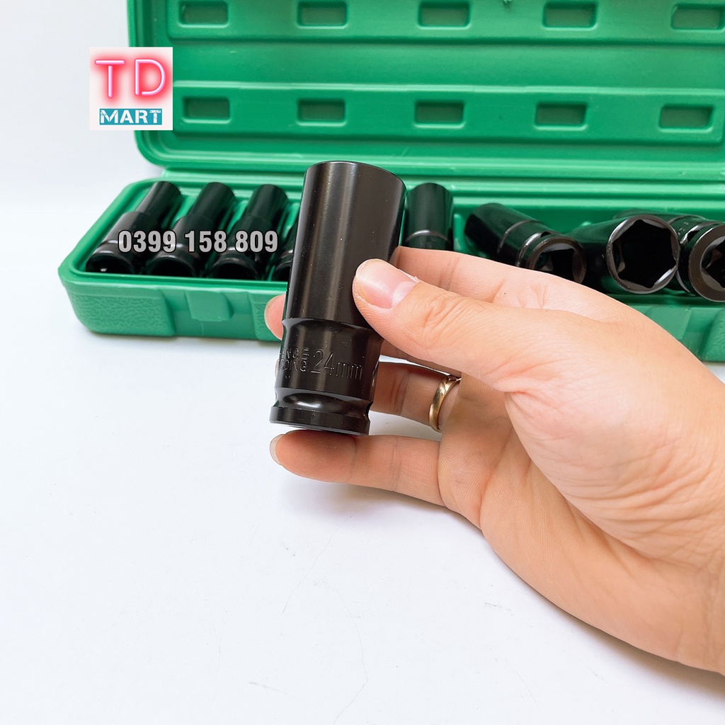 Bộ 10 đầu khẩu, đầu túyt Cao Cấp dùng cho máy siết bulong 1/2