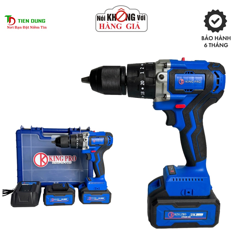 [Chính Hãng] Máy khoan pin KINGPRO 21V 3 Chức Năng, Không Chổi Than