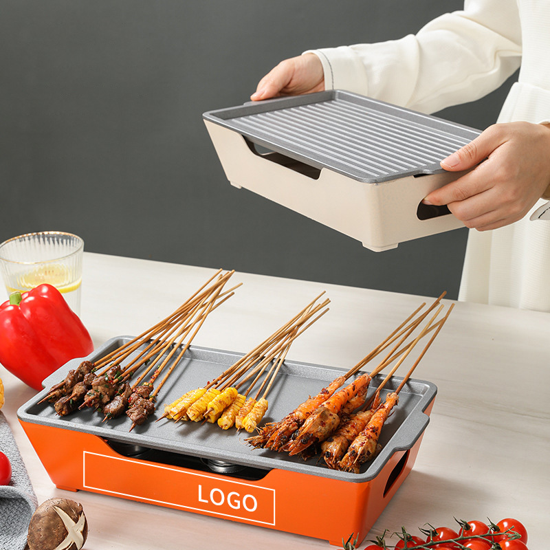 Bếp nướng cồn vỉ nướng kèm bếp cồn bếp nướng thịt bbq hải sản nhôm đúc chống dính YL66211