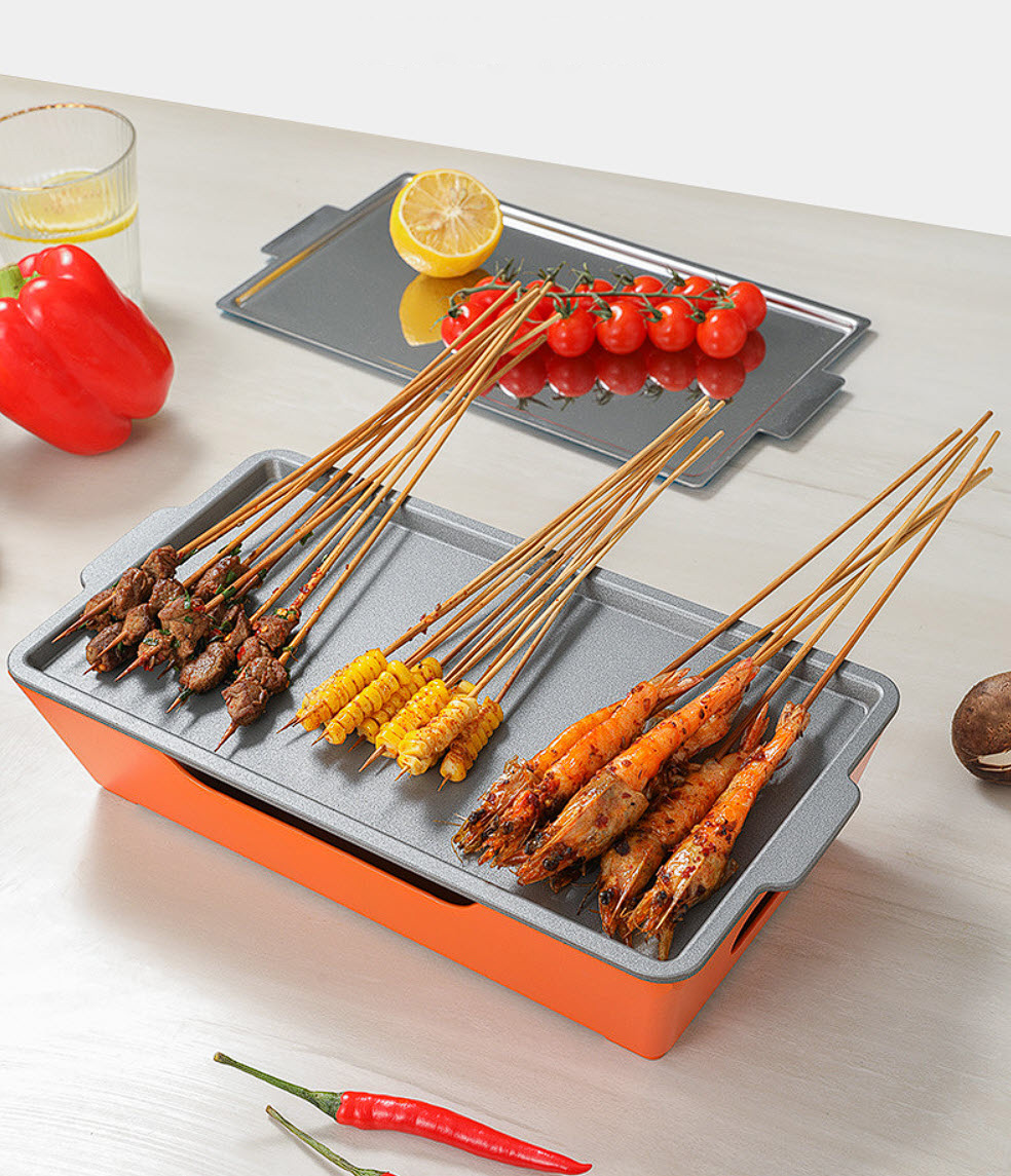 Bếp nướng cồn vỉ nướng kèm bếp cồn bếp nướng thịt bbq hải sản nhôm đúc chống dính YL66211