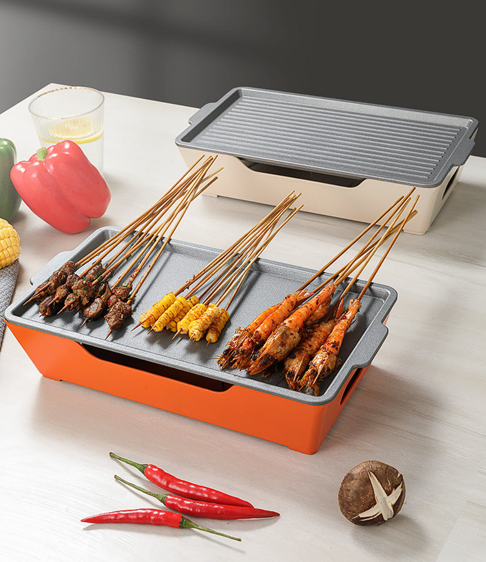 Bếp nướng cồn vỉ nướng kèm bếp cồn bếp nướng thịt bbq hải sản nhôm đúc chống dính YL66211