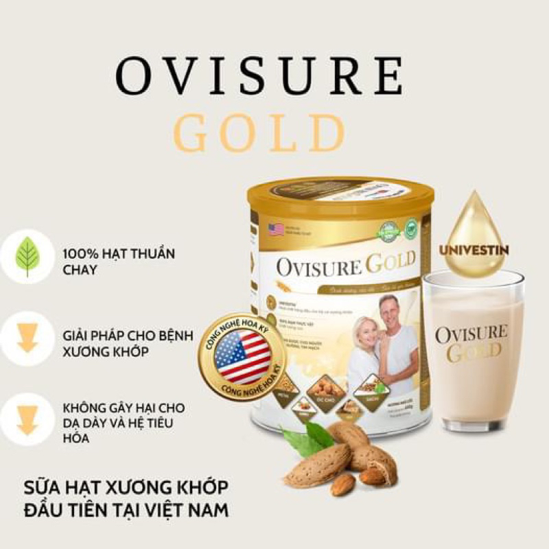 [Combo 3 lon 2 giấy] Sữa hạt xương khớp Ovisure Gold chính hãng date mới - Chắc xương khỏe khớp