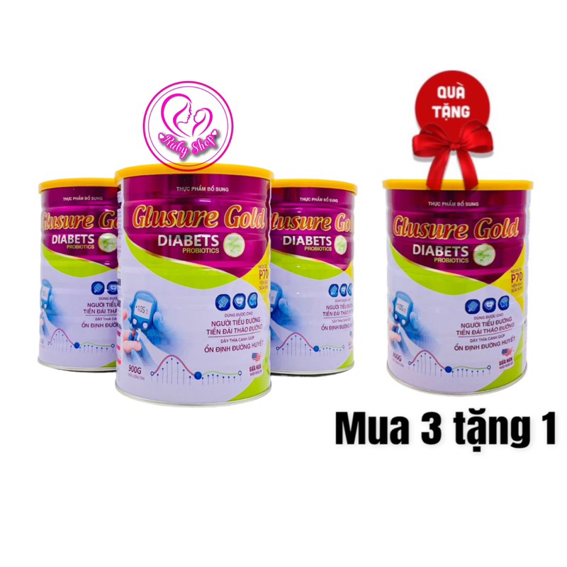 [Mua 3 tặng 1] Sữa tiểu đường Glusure Gold 900g chính hãng - Ổn định đường huyết, bổ sung dưỡng chất