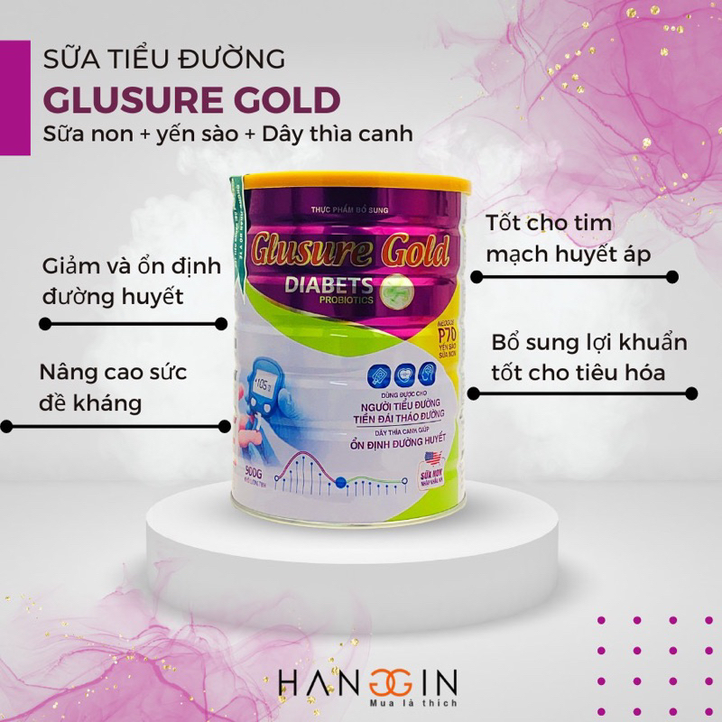 [Mua 3 tặng 1] Sữa tiểu đường Glusure Gold 900g chính hãng - Ổn định đường huyết, bổ sung dưỡng chất