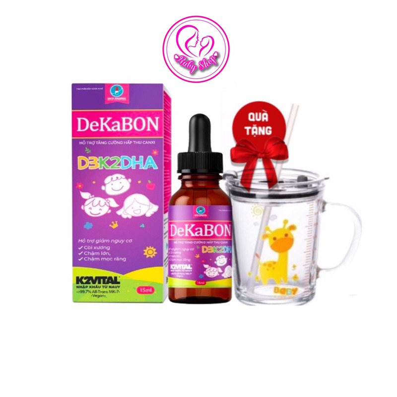Vitamin D3K2 Dekabon 15ml - Bổ sung DHA, Vitamin, hấp thụ canxi tốt đa cho bé + quà