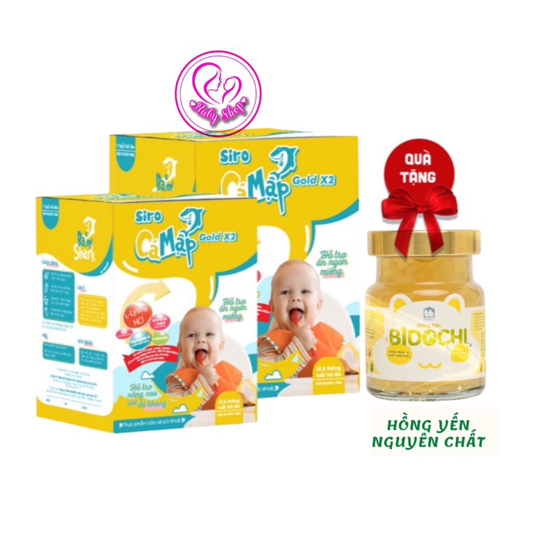 Combo 2 hộp siro cá mập gold x2 dành cho bé từ 6 tháng tuổi - Bé ăn khỏe, ngủ ngon,tăng cân tốt + quà