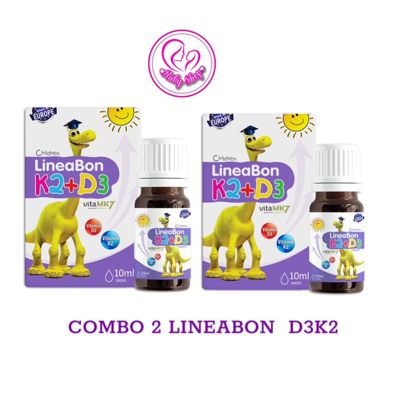 Combo 2 chai Lineabon K2+D3 chính hãng date mới - Hỗ trợ bé phát triển chiều cao tối ưu