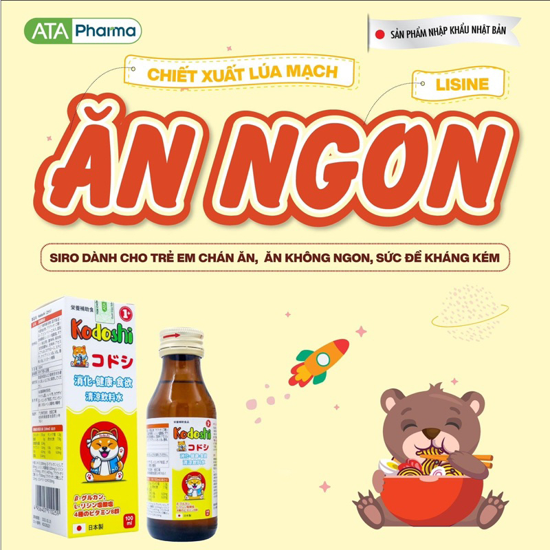 Siro ăn ngon cho bé Kodoshi Nhật Bản chai 100ml - Bé hết biếng ăn, ăn khỏe ngủ ngon tăng cân tốt + quà