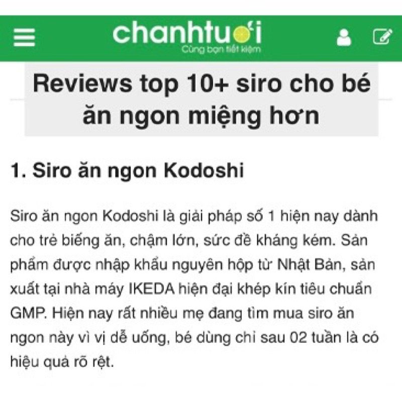 Siro ăn ngon cho bé Kodoshi Nhật Bản chai 100ml - Bé hết biếng ăn, ăn khỏe ngủ ngon tăng cân tốt + quà
