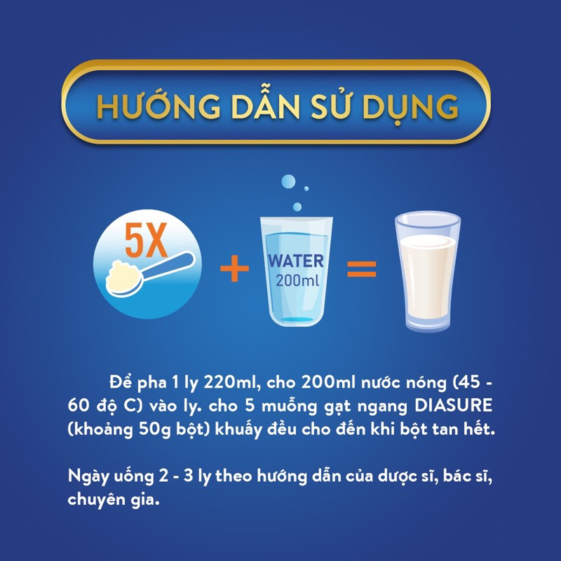 Sữa tiểu đường Diasure lon 650g chính hãng - Ổn định đường huyết, bổ sung dưỡng chất + quà