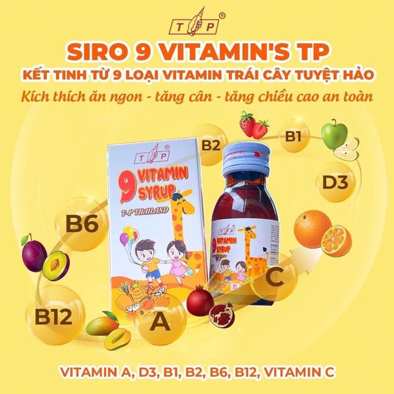 Combo 2 hộp siro tăng cân 9 vitamin TP Thái Lan chính hãng giá tốt - Dùng được cho bé từ 6 tháng tuổi