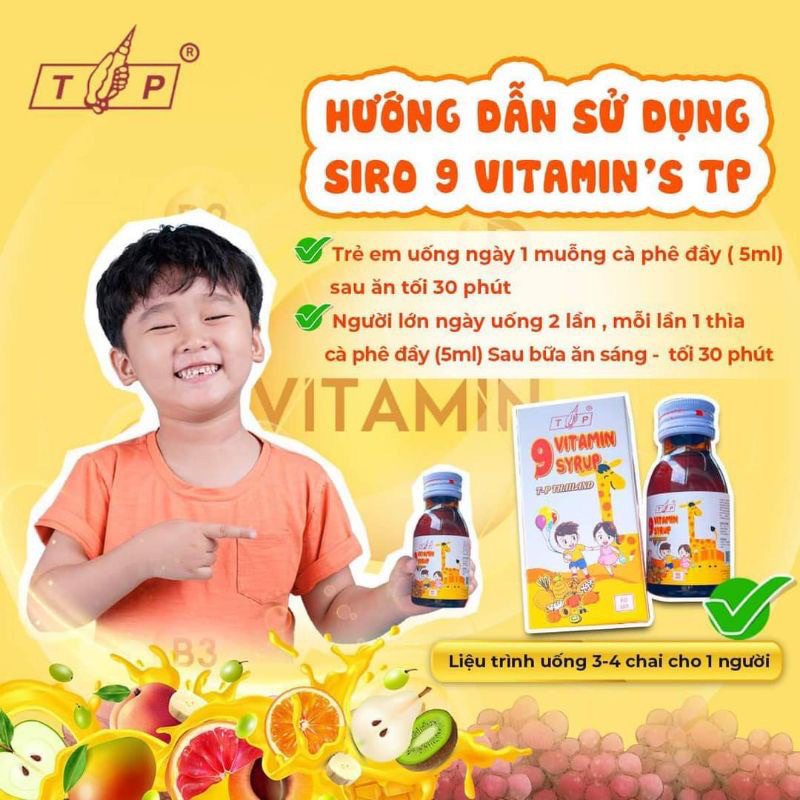 Combo 2 hộp siro tăng cân 9 vitamin TP Thái Lan chính hãng giá tốt - Dùng được cho bé từ 6 tháng tuổi