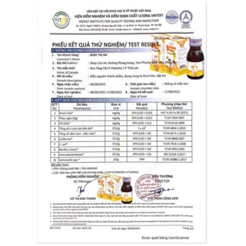 Combo 2 hộp siro tăng cân 9 vitamin TP Thái Lan chính hãng giá tốt - Dùng được cho bé từ 6 tháng tuổi