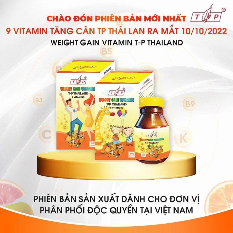 Vitamin tăng cân TP Thái Lan hộp 100 viên chính hãng - Tăng cân nhanh, hiệu quả, an toàn + quà gói tăm bông