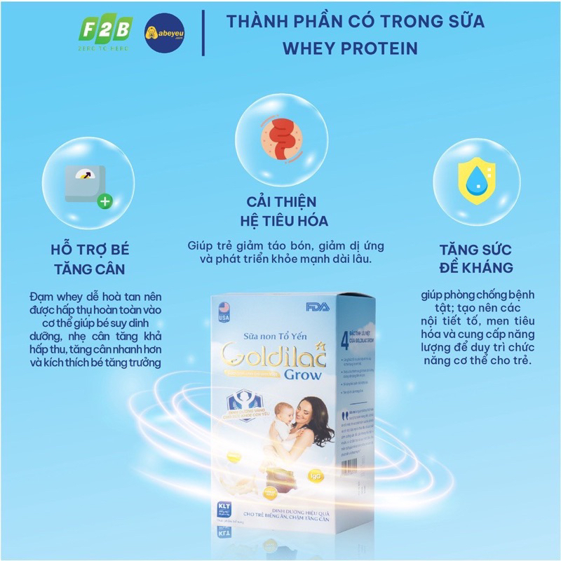 [Mua 3 tặng 1] Sữa non tổ Yến Goldilac Grow gói 14g hộp 28 gói chính hãng - Giúp bé ăn khỏe ngủ ngon, tăng cân tốt