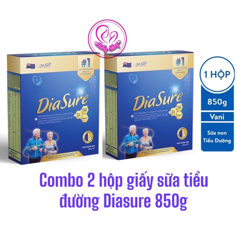 Combo 2 hộp sữa giấy tiểu đường Diasure bản mới hộp 34 gói nhỏ tiện lợi, dễ sử dụng, chính hãng date mới