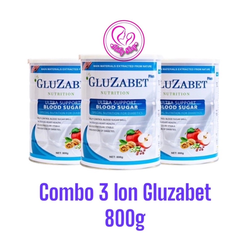 Combo 3 lon sữa Gluzabet tiểu đường 800g chính hãng, date mới, giá tốt
